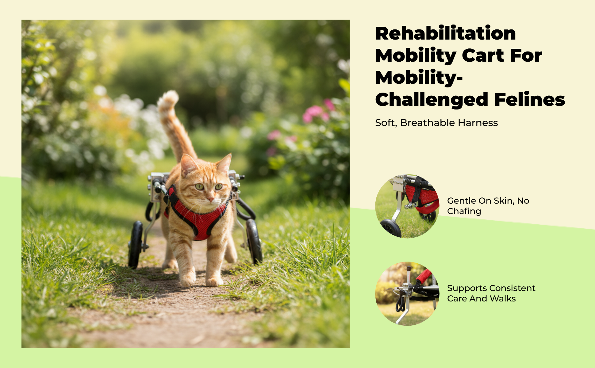 Adjustable wheelchair for disabled cats