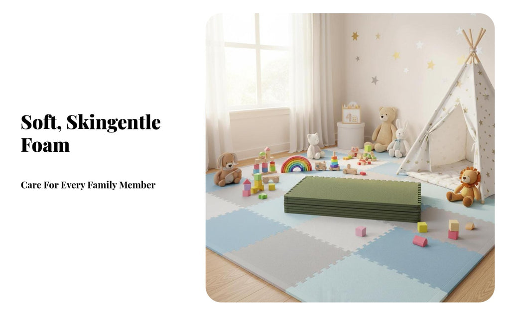 Formaldehydesafe connectable Crawling Mat Thickened Foam Tiles Cuttable Nursery Flooring Cream design for Children, Toddlers, Bedroom, Play Area, Playroom, Living Room