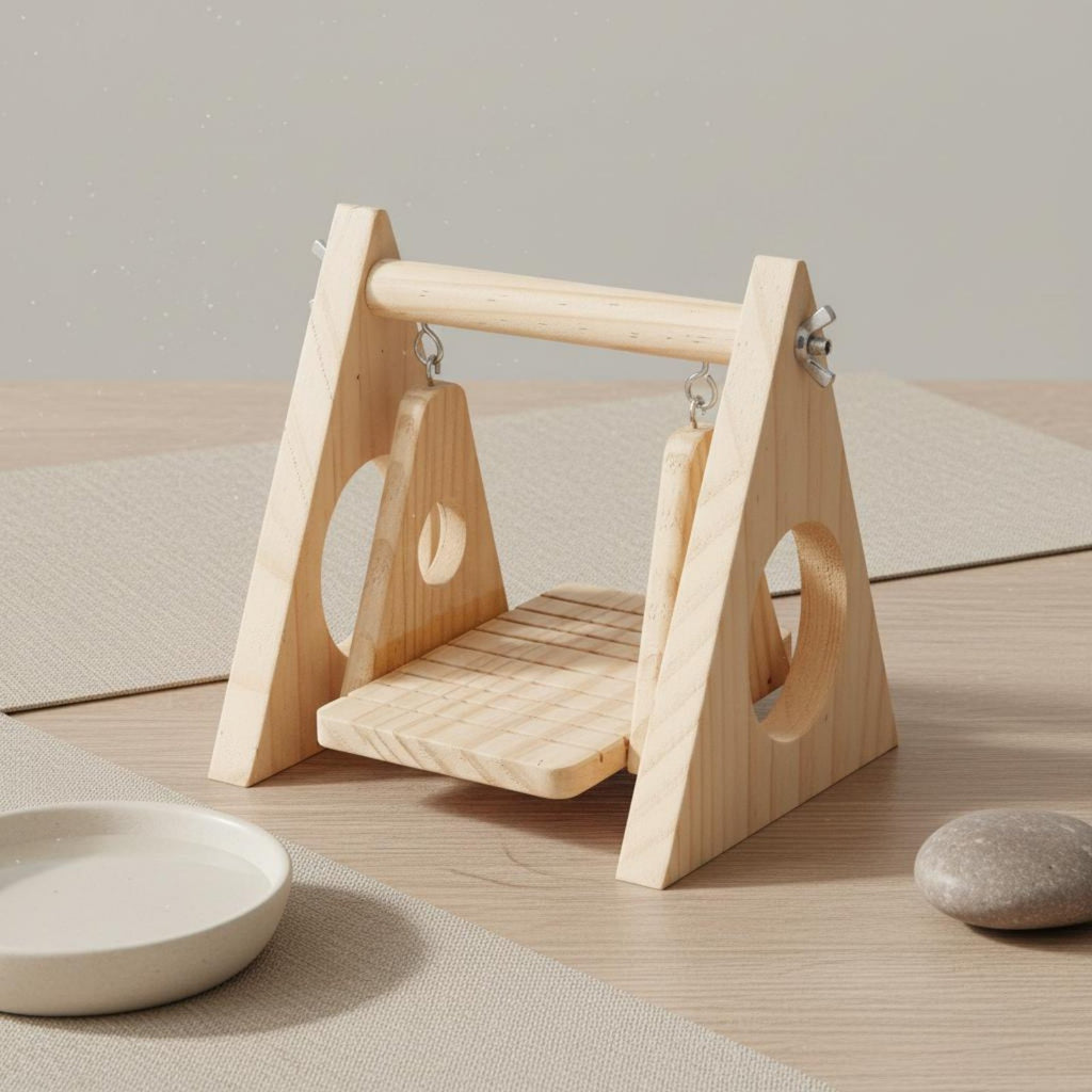 Bird Enclosure Rocking Toy Relieves Boredom Wooden Bird Swing Multi-Functional