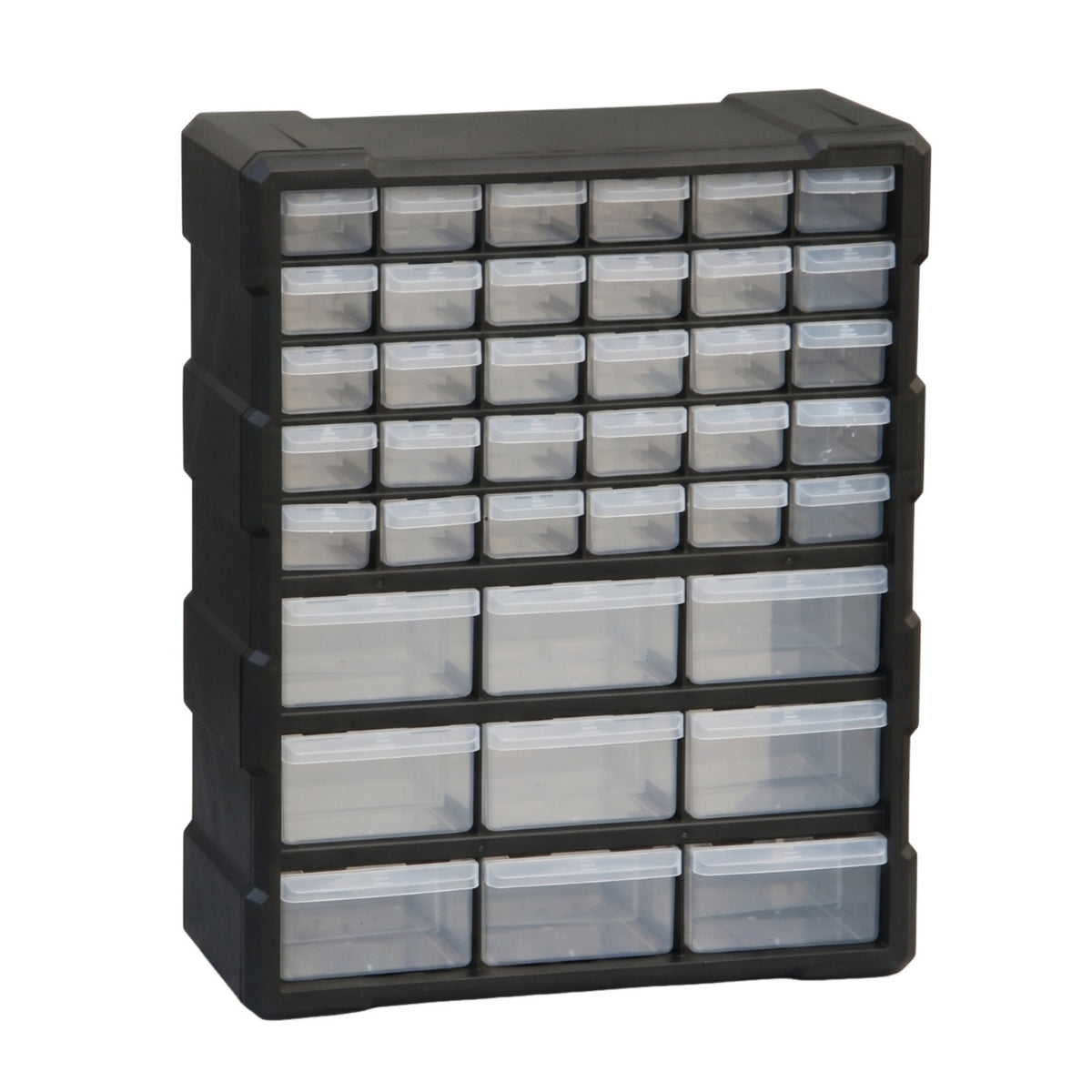 Drawer Parts Cabinet Black Finish 39-Drawer Cabinet for Workshop, Garage