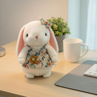 Floral Dress Bunny Doll Toy Ideal Gift Long-Eared Pet Soft Huggable Bunny Stuffed Animal Toy for Girls, Kids, Claw Machine Prize