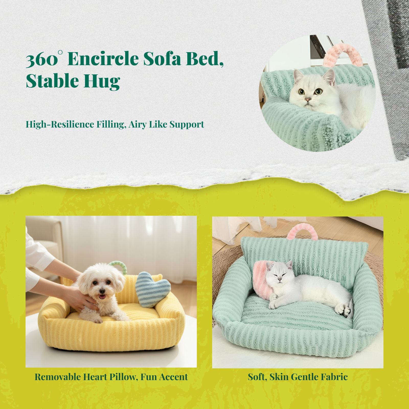 Cat Bed, Soft Washable Pet Sofa Mat, Non-Slip, All-Season