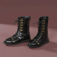 Black Short Doll Boots Handmade Doll Boots Metal Eyelets