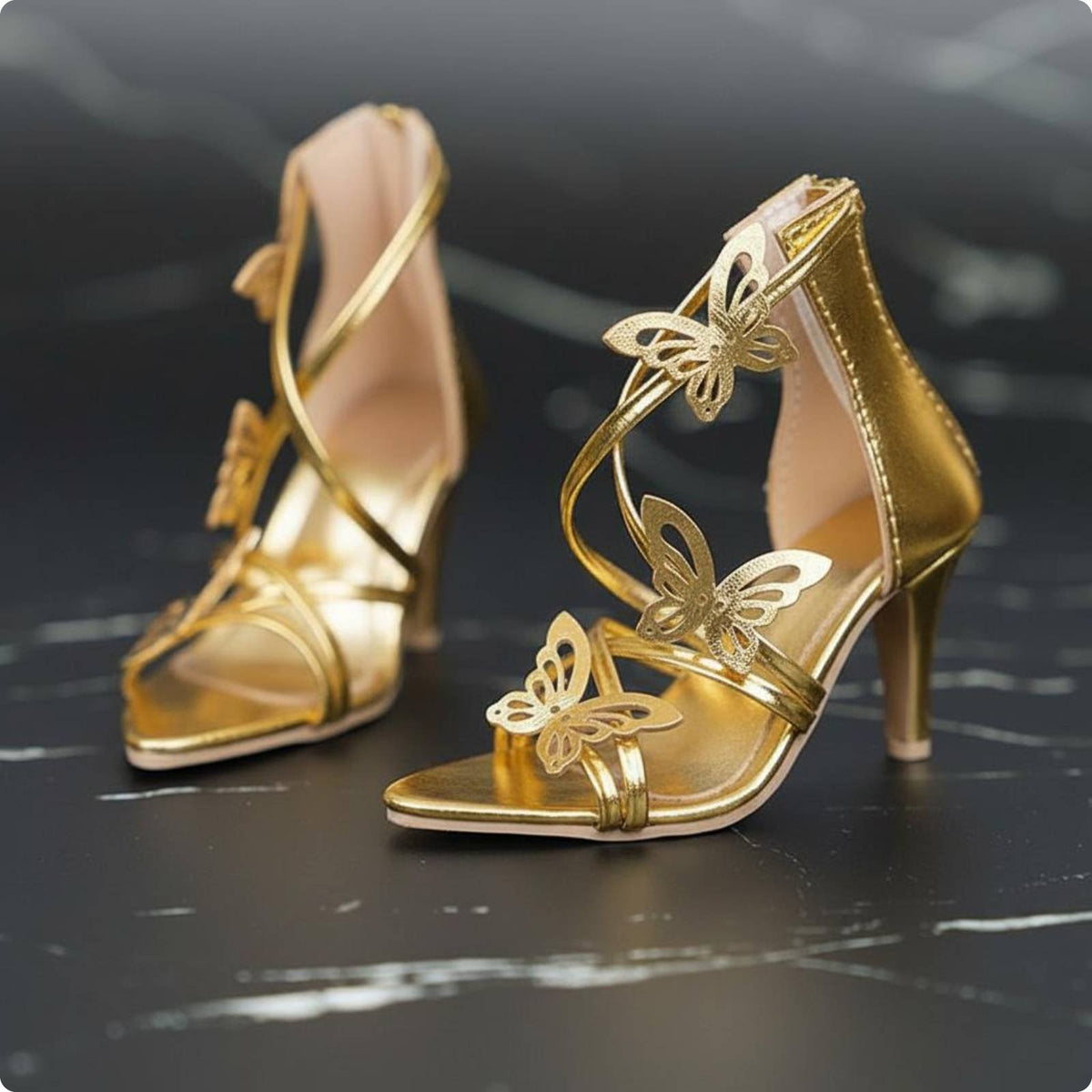 1/3 BJD Doll Shoes Elegant Design BJD Doll Heels Gilded Butterfly Heel Shoes