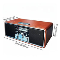 Vintage Wood Radio Bass Boosted Audio Device Built-in Speakers for Home