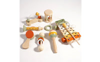 7 Pieces Percussion Instrument Set Natural Wood Wooden Music Toy Set Safe