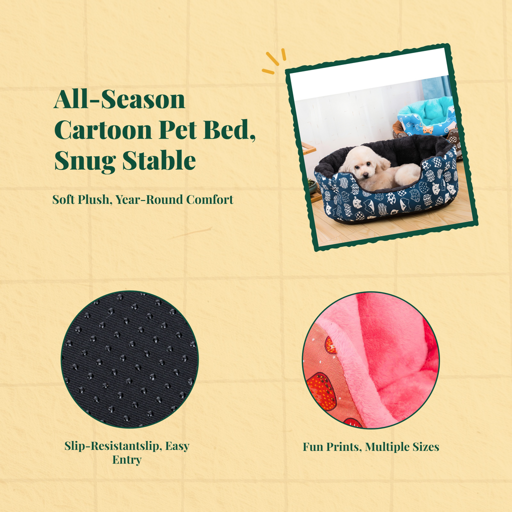 Cartoon Cat Bed Dog Mat Winter Warm Pet Bed PP Multi-Scene Use