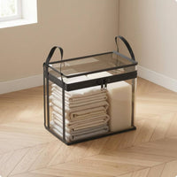 Soft Toy Storage Container Carry Handles Clear Toy Bin Rectangular