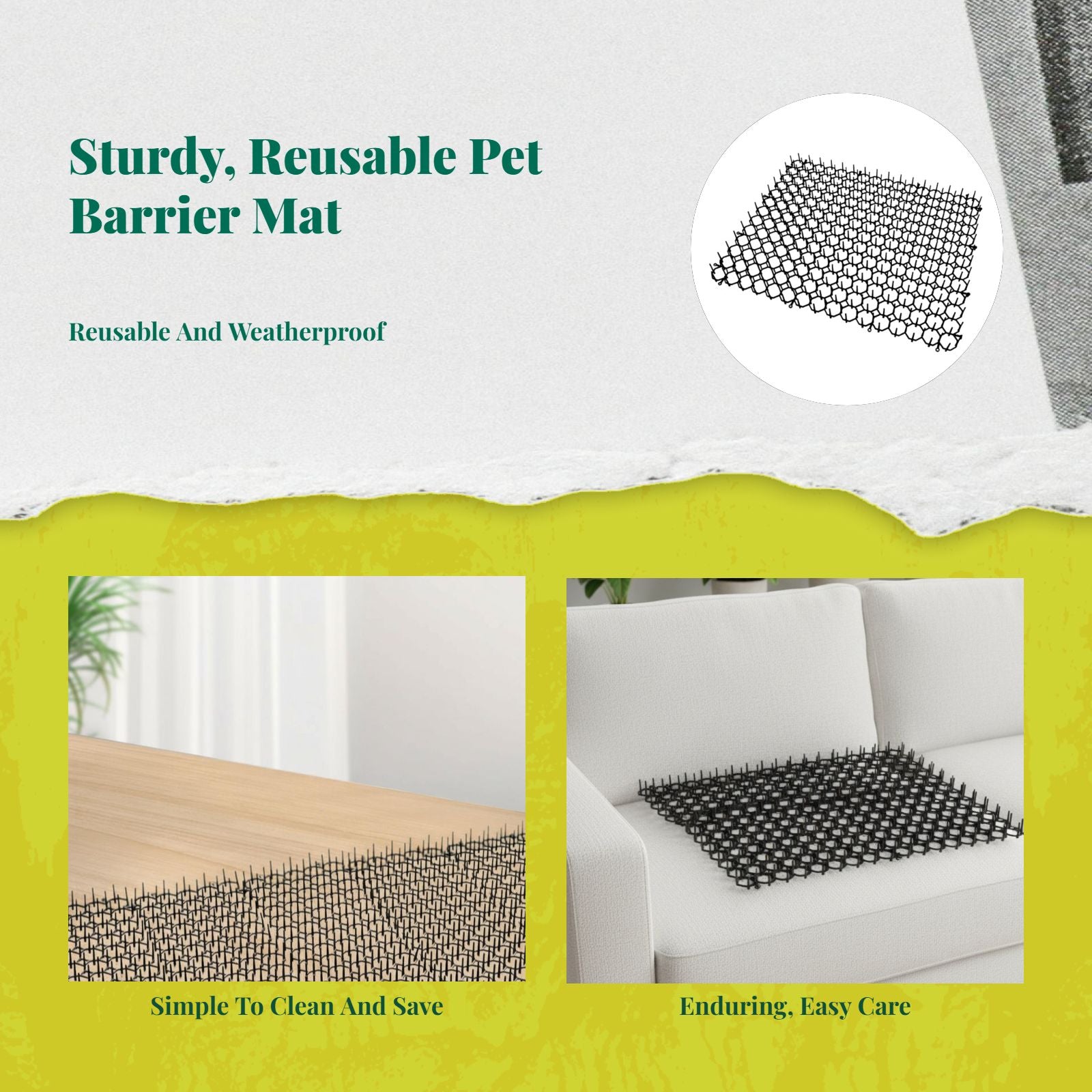 Cat Deterrent Mat, repelCat Prong Mat, Furniture Protector, Pet Training, Flexible Plastic, Indoor Outdoor