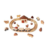 Railroad Playset Rounded Edges Wood Train Track Set Wooden Train Set Scenery Pieces for Children