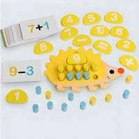 Number Frame Math Toy Montessori Hedgehog Counting Board Safe Wood for Preschool
