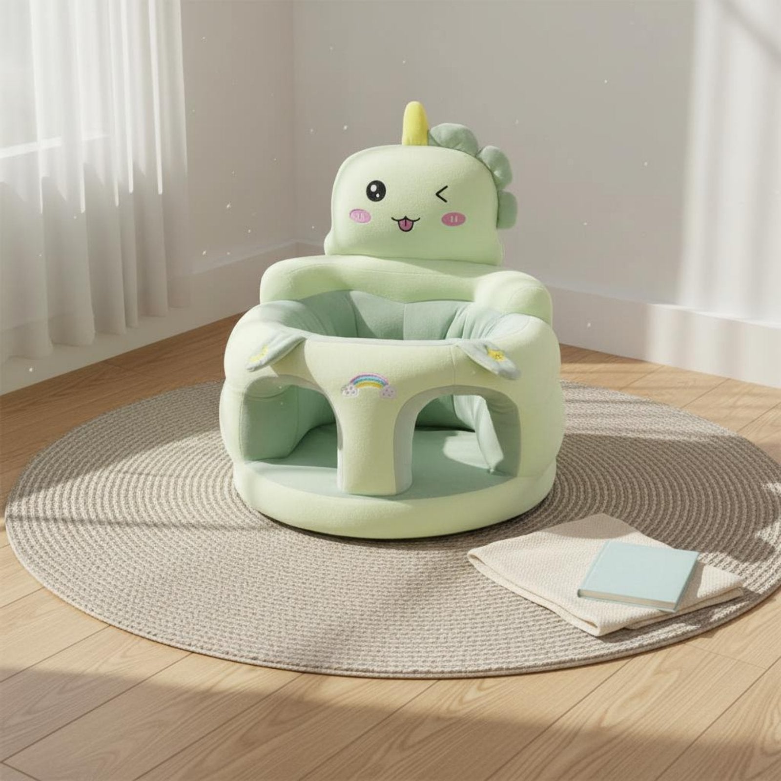 Soft Baby Sofa Spine Support High-Back Baby Sofa Sit up Chair Anti-Fall Design Stuffed Creature Chair Skin-Friendly for Toddlers