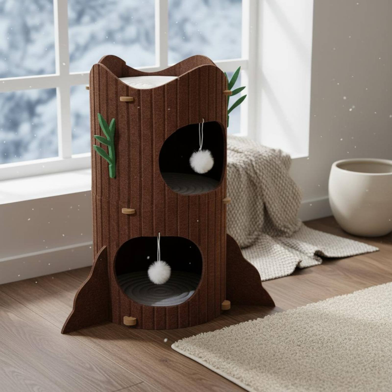 Kitten Tree with Cave Easy to Place Multi Level Kitten Tree Space Saving