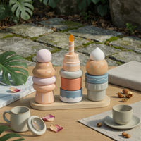 Wooden Dessert Stacker Colorful Pretend Cake Toy Fine Movement Skills