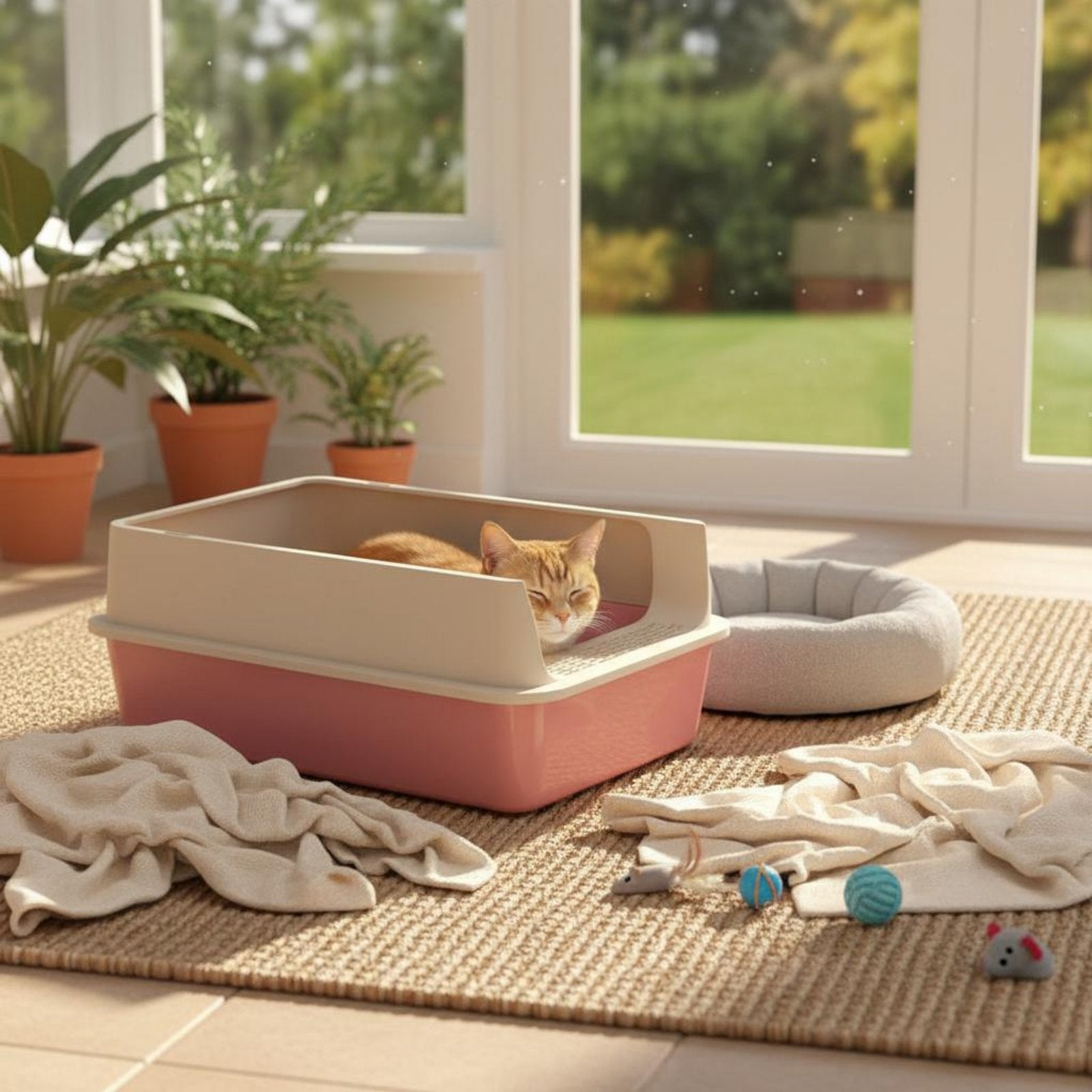 Semi Enclosed Feline Litter Box Thickened Semi Enclosed Litter Box Sturdy