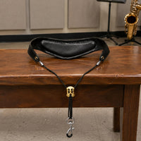 Leather Saxophone Strap Metal Hardware Padded Saxophone Strap Hook Clip
