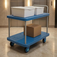 Two-Tier Hand Cart Folding Flat Cart Smooth Effortless-Rolling Casters Folding Hand Truck