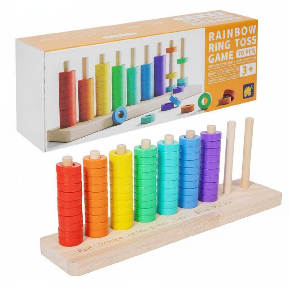 Multicolor Circular Stacker Stacking Toy Early Education Wooden Disc Stacker Hand-Eye Coordination Wooden Stacking Toy for Young Children