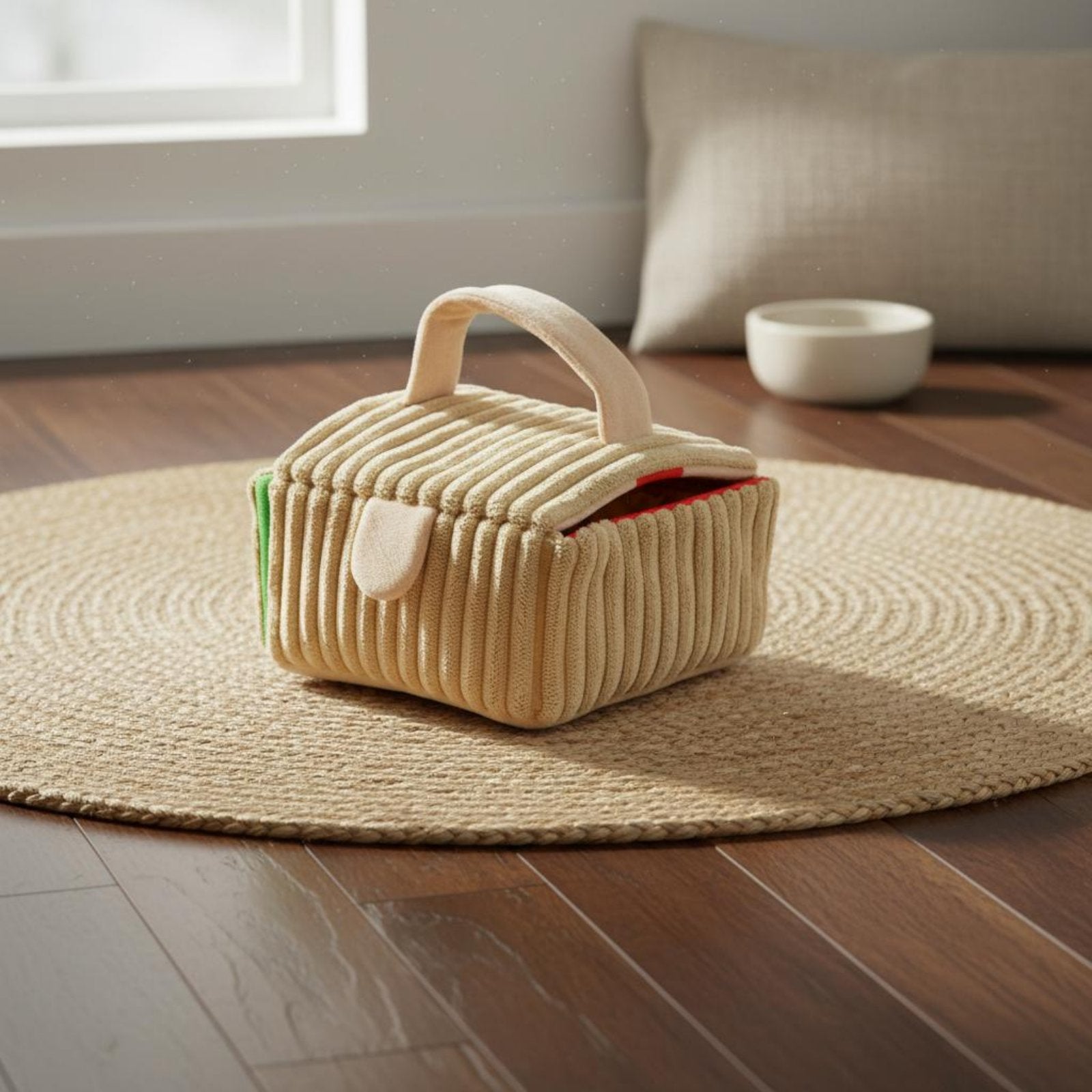 Picnic Basket Dog Toy Set Interactive Croissant Soft Dog Toy for Dogs
