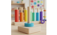 Wooden Disc Stacker Develops Fine Movement Skills Rainbow Stacking Game