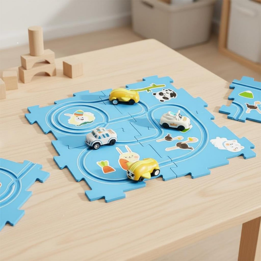Electric Car Track Playset ABS Material DIY Race Track Assembly Set for Boys