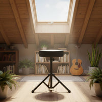 Foldable Round Drum Stool Non-Slip Feet Adjustable Drum Throne for Stage, Studio
