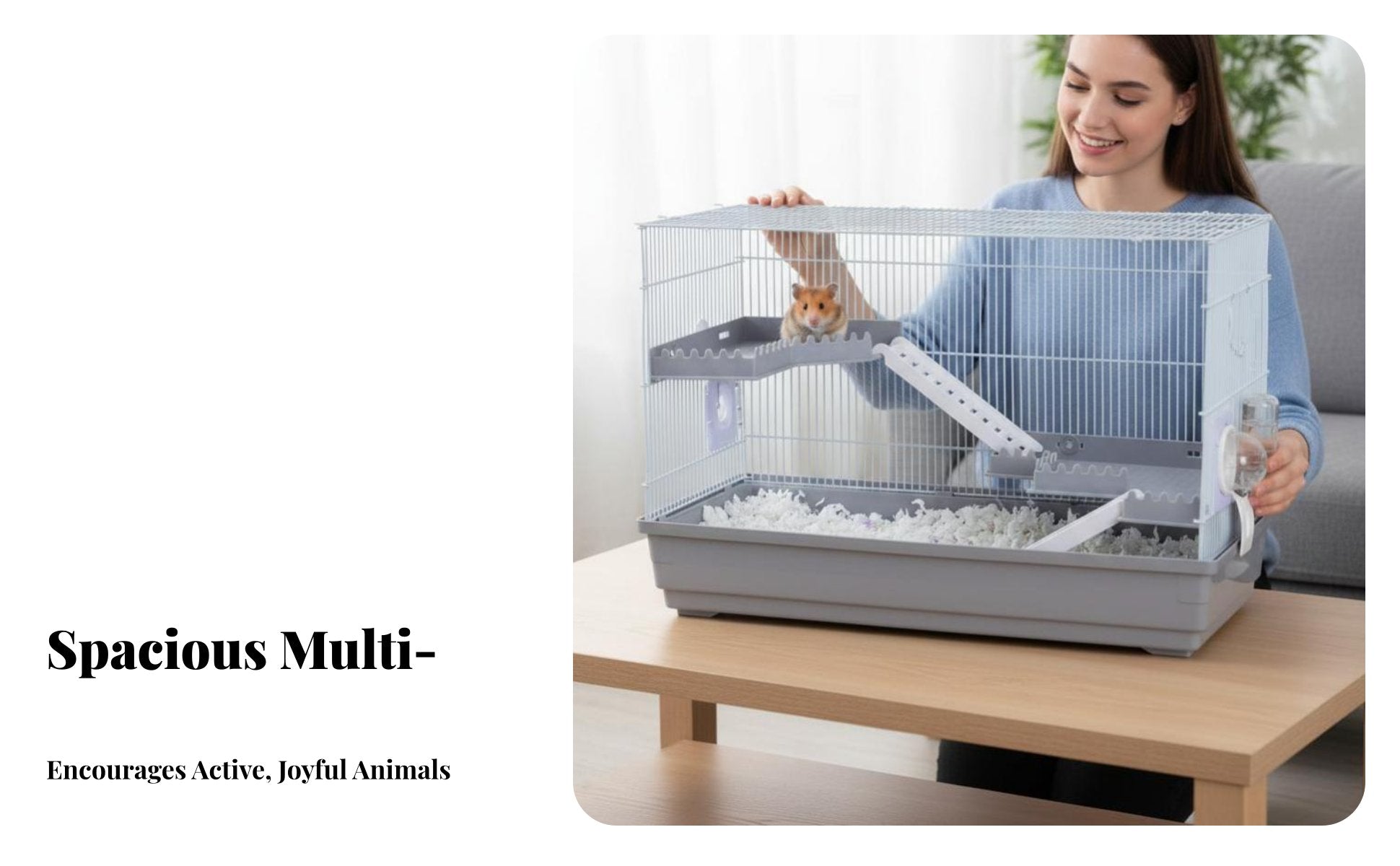 Multi-Level Hamster enclosure Large Space Rodent Home Deep Base for Living Room, Kids