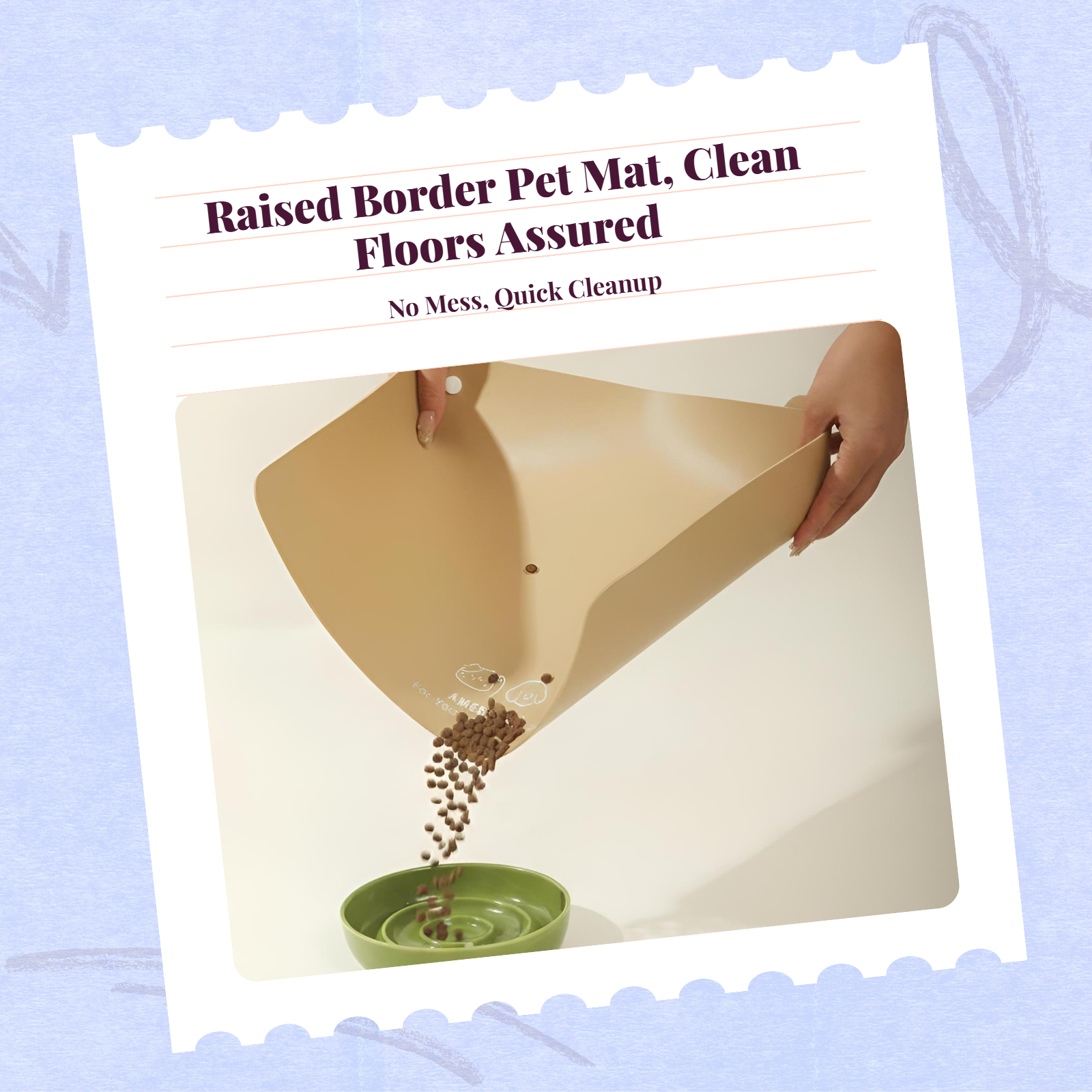 Water-resistant Pet Feeding Mat for felines and Dogs – Non-slip PU Leather Pet Food Tray, Easy to Clean, Oil-resistant Bowl Pad for Floor Protection, Prevents Spills