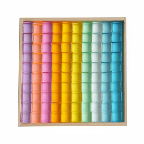 100 Pieces Translucent Acrylic Cubes High Light-Transmitting Property Gem Building Blocks Educational Acrylic Cube Blocks for Preschoolers, Kids