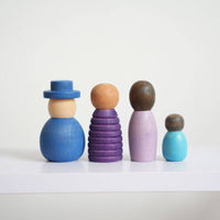 12 Pieces Colorful Wooden Family Figures Early Education Wooden Peg People Wood Color Sorting Toy for Young Children, Preschoolers, Classroom