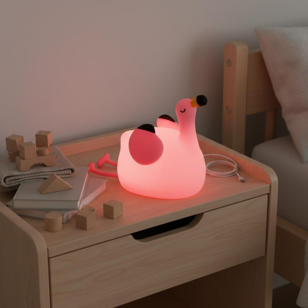 Rechargeable Flamingo Lamp 3 Brightness Levels Rose Creature Lamp for Children