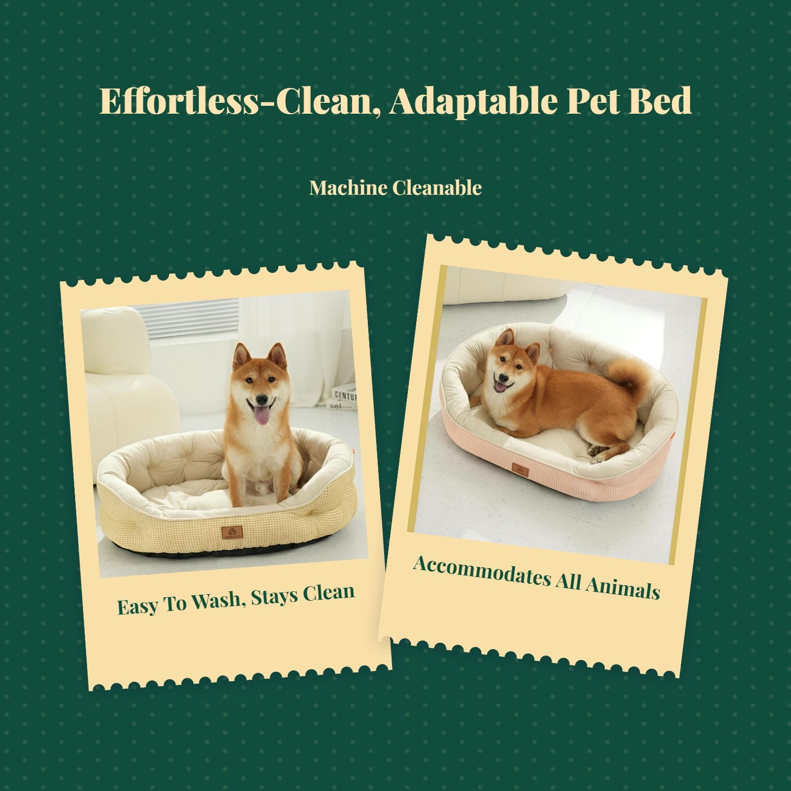 Plush dog bed, non-slip, easy-clean
