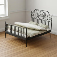 Wrought Iron Design Doll Bed Includes Bedding 1:12 Scale Bed for Collectors