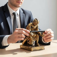 Kneeling Knight Pen Holder Creative Gift Armored Knight Desk Organizer