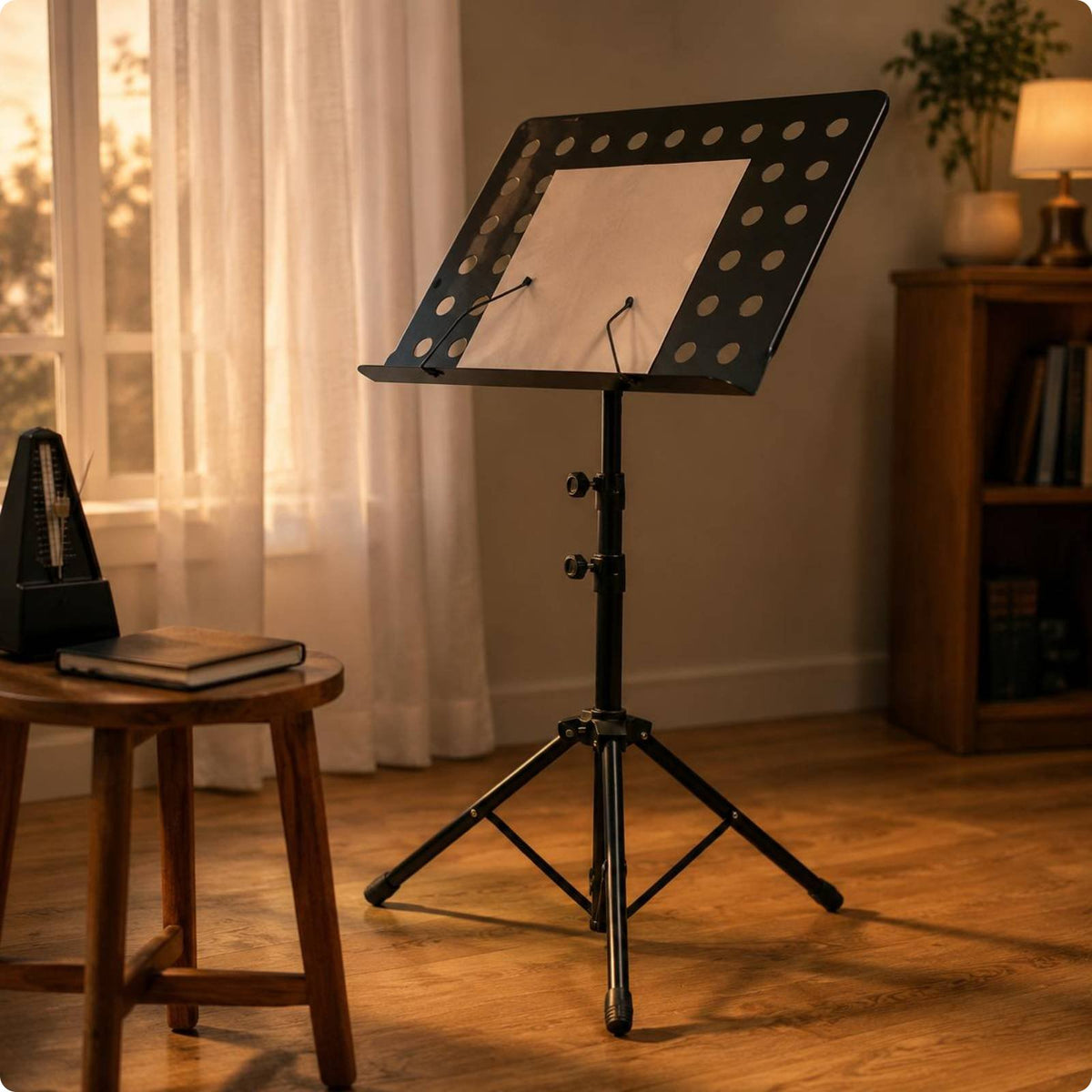 Sheet Music Stand Perforated Instrument Accessory Black Metal