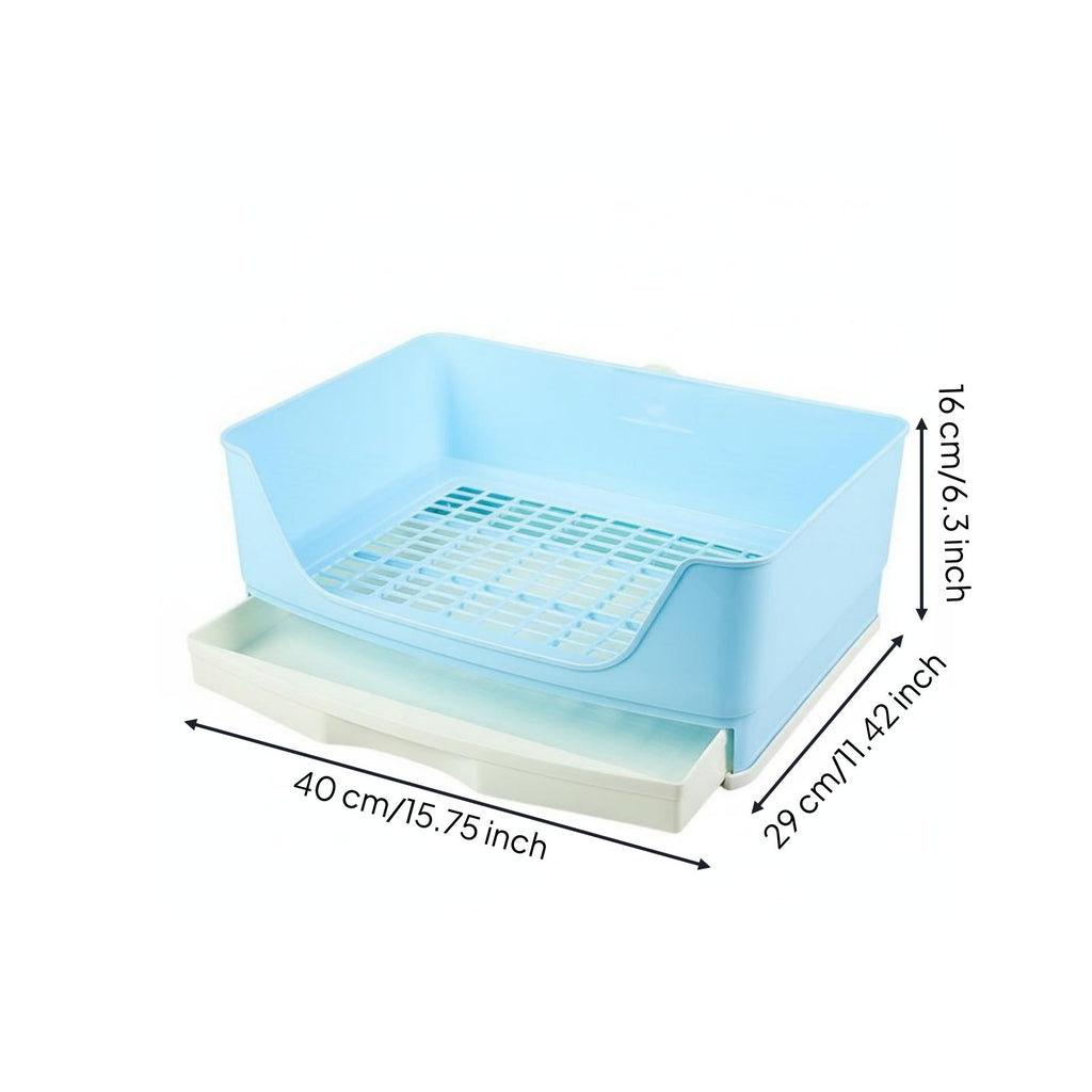 Rabbit Litter Box with Drawer Detachable Grid High-Sided Rabbit Potty