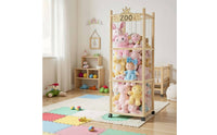 Wooden Stuffed Toy Storage Enclosure Uncovered Design Stuffed Creature Storage Enclosure Stuffed Toy Organizer Natural Wood
