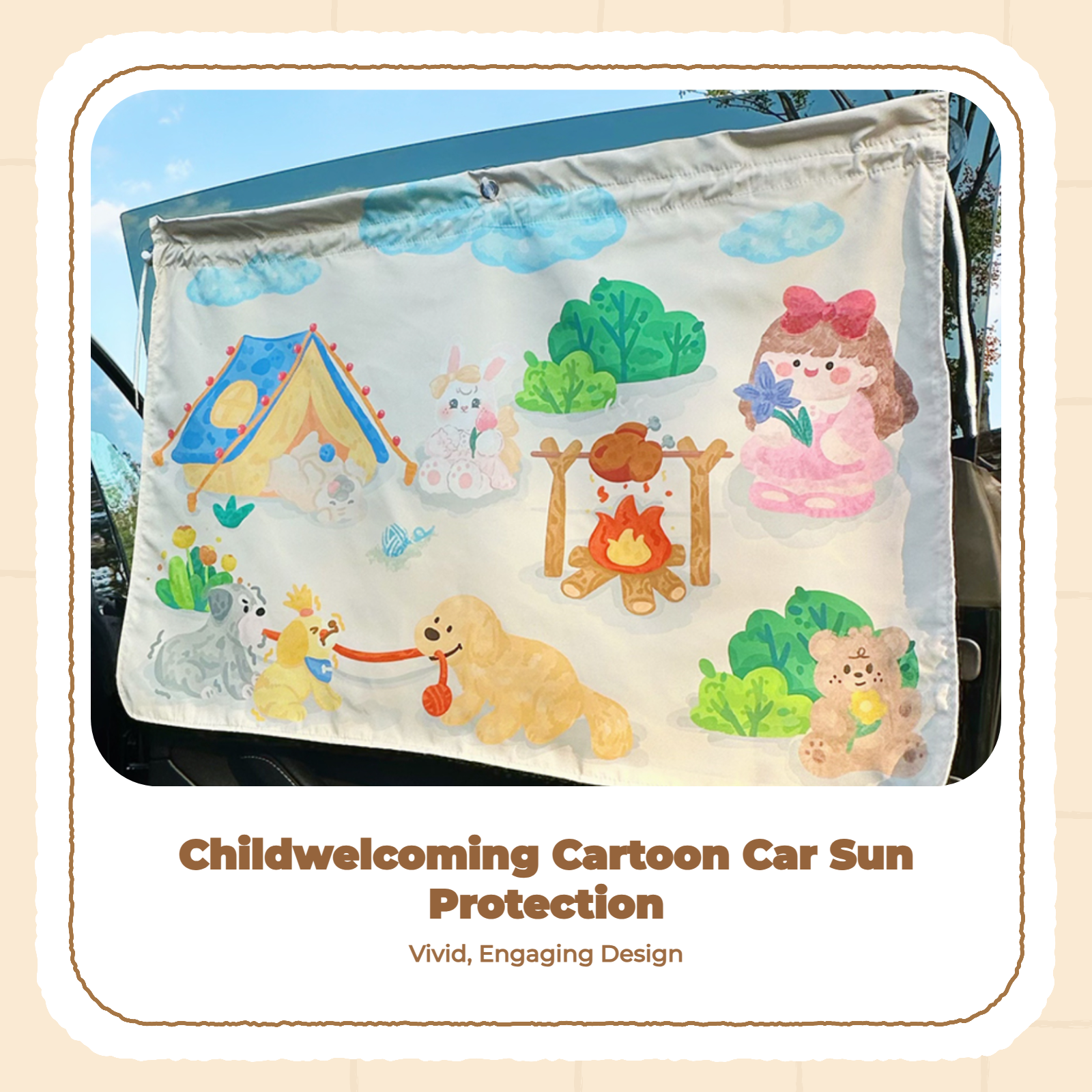 Car Window Shade, Sun Protection Sun Shield, Privacy Cover, Cartoon Pattern, Infant, Universal Fit, Easy to Install