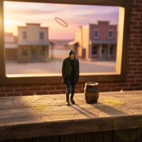 Black Hat Man Statue Realistic Miniature Male Figurine 3D Display for Dollhouse
