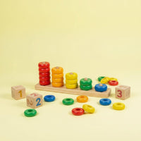 Wooden Counting Stacker Colorful Montessori Counting Toy Safe Wood for Classroom