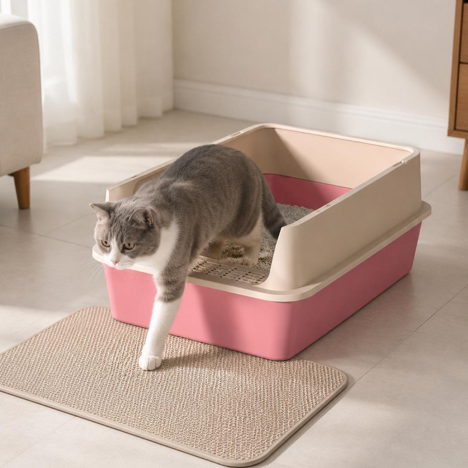 Semi Enclosed Feline Litter Box Thickened Semi Enclosed Litter Box Sturdy