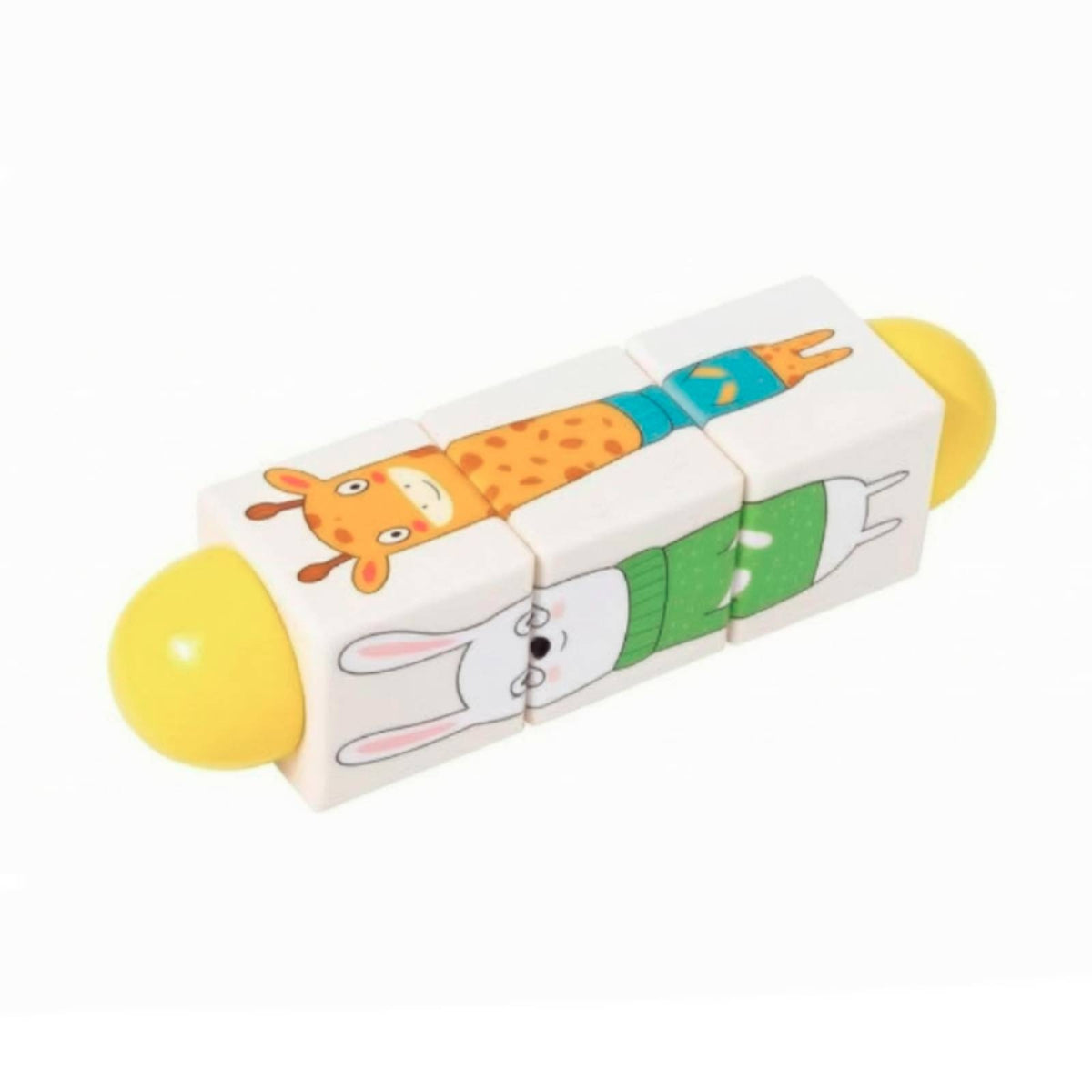 Rotating Cube Brainteaser Rounded Ends Wooden Grasping Toy Graspable for Infants