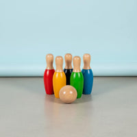 Wooden Bowling Set Solid Wood Kids Bowling Toy Colorful Design for Young Children