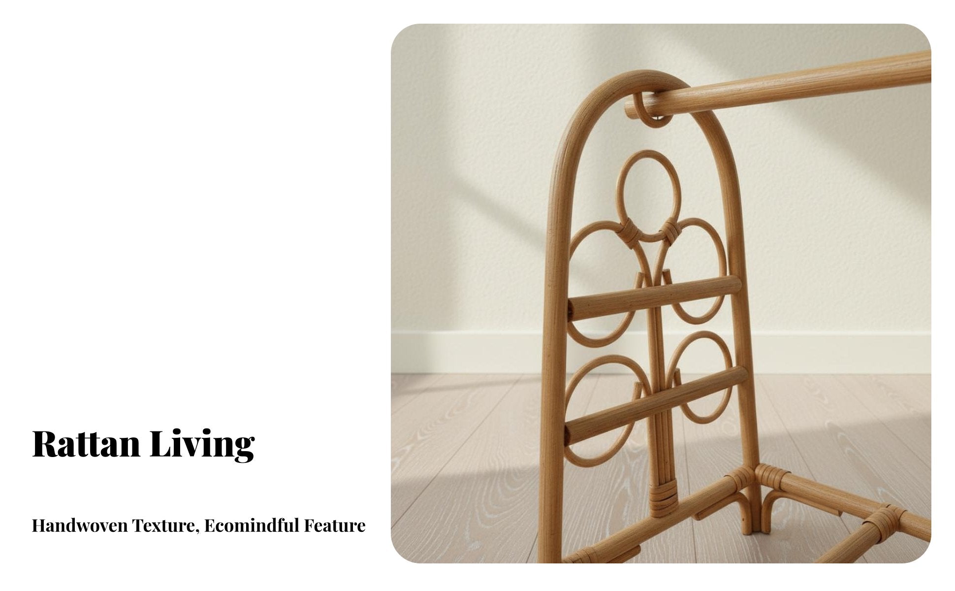 Arched Rattan Clothes Rail Freestanding Garment Stand Hand-Woven Bohemian Decor for Parents, Nursery, Guesthouse, Retail shop