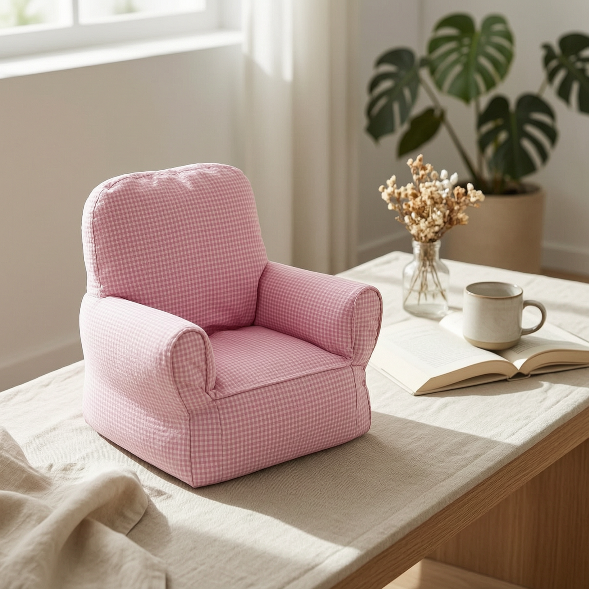 Kids Sofa Chair Removable Cover Foam Child Couch Rounded Armrests