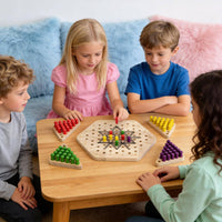 Wooden Chain Checkers Game Logical Thinking Training Triangle Strategy Board Game for Children