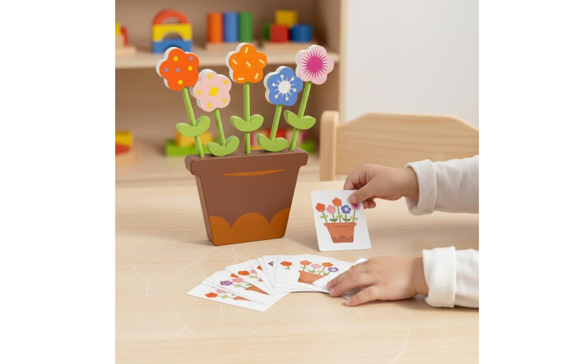 Wooden Flower Arrangement Game Hand-Eye Coordination for Preschoolers