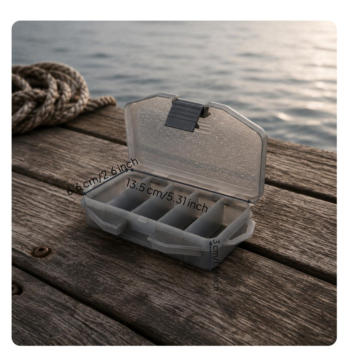 Fishing Lure Storage Box Gray Portable Lure Box Multiple Compartments