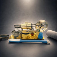 Heat-Powered Engine Model Polished Educational Display Model Flywheel
