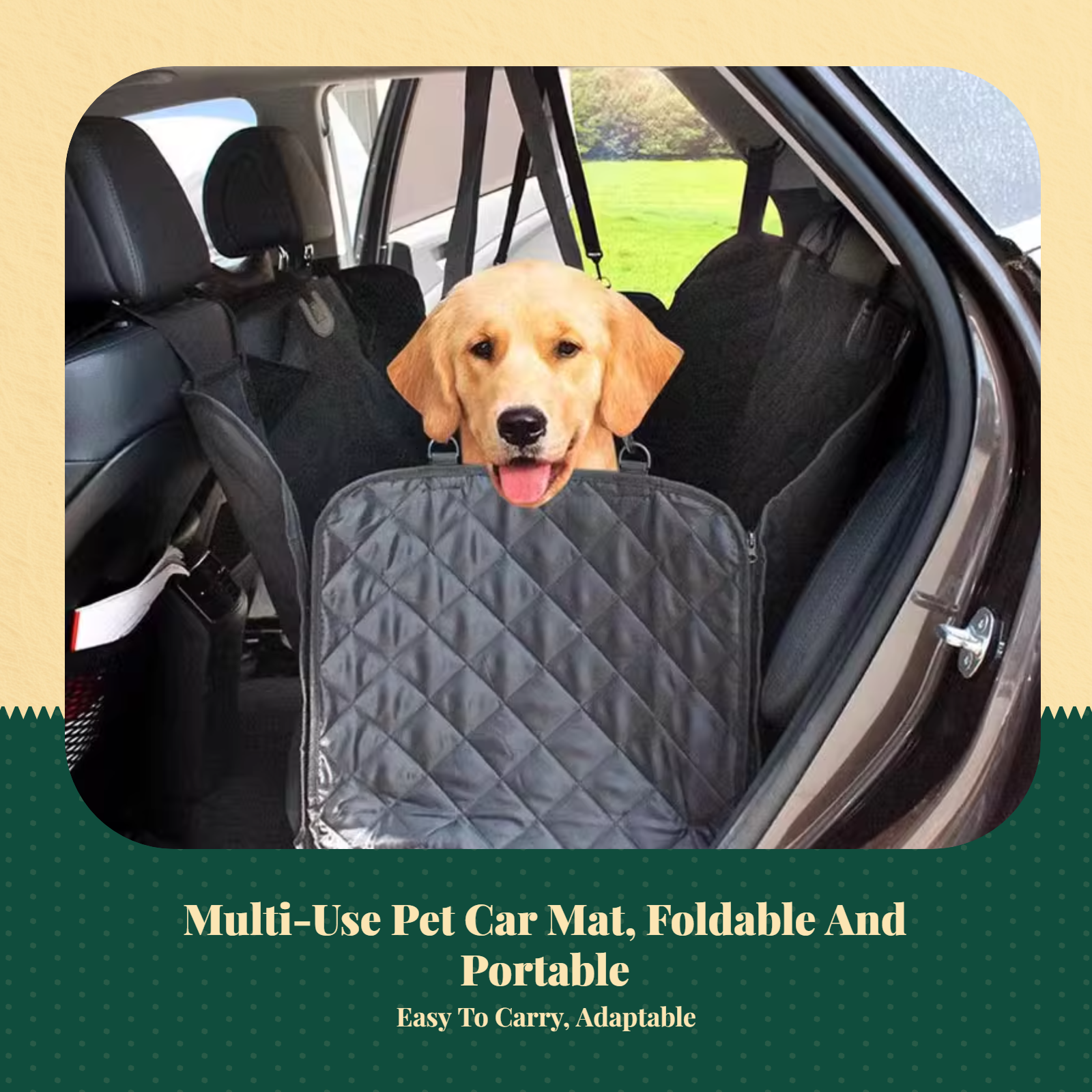 Dog Car Seat Cover, Waterproof, Non-Slip, Easy Clean, Luxury